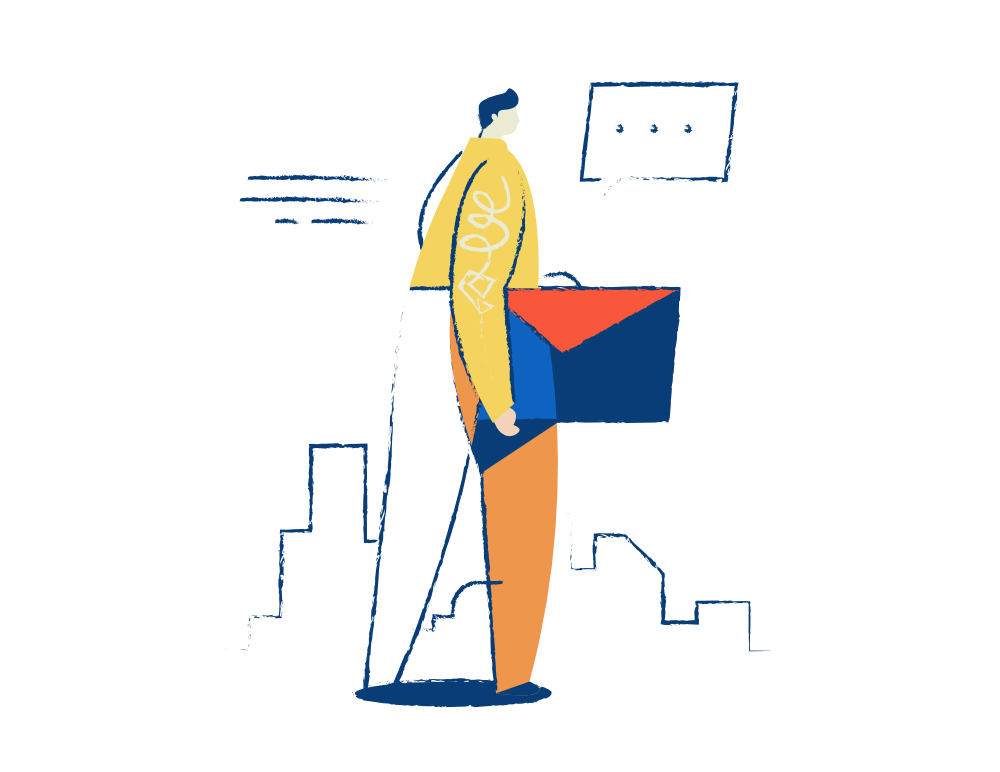 About man holding a briefcase illustration